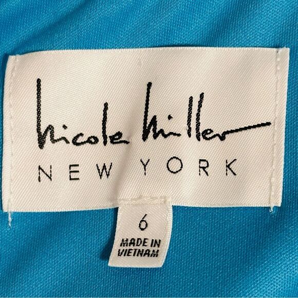 Nicole Miller New York Cold Shoulder Turquoise Blue Sz 6 - Picture 2 of 7
